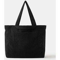 Accessorize Double Strap Corduroy Shopper Bag - Black