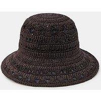 Accessorize Crochet Raffia Bucket Hat - Brown