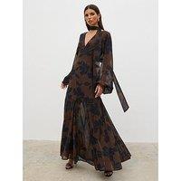 Pretty Lavish Petula Batwing Scarf Maxi Dress - Brown