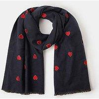 Accessorize Heart Embroidered Blanket Scarf - Blue
