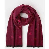 Accessorize Heart Embroidered Blanket Scarf - Burgundy