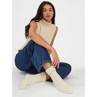 Accessorize Chenille Cable Knit Bed Socks - Cream