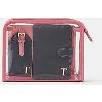 Accessorize Initial Passport Holder & Luggage Tag - Blue