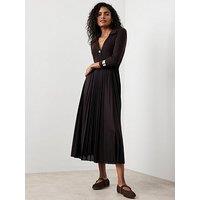 Mint Velvet Choc Polo Jersey Midi Dress - Brown