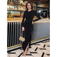 Ax Paris Long Sleeve O-Ring Detail Bodycon Midi Dress - Black