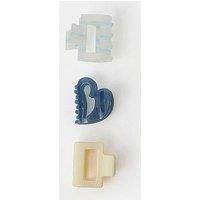 Accessorize 3 Pack Heart & Square Resin Claw Clips - Blue