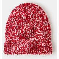 Accessorize Chunky Two Tone Beanie Hat - Red
