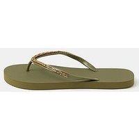 Accessorize Bead Embellished Eva Flip Flips - Green
