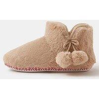 Accessorize Fluffy Braided Slipper Boots - Cream