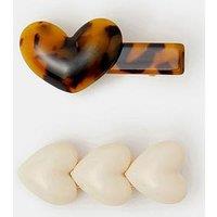 Accessorize 2-Pack Heart Resin Hair Clips - Blue