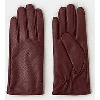 Accessorize Woven Leather Gloves - Burgundy