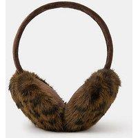 Accessorize Faux Fur Leopard Print Earmuffs - Brown