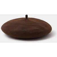 Accessorize Plain Wool Beret - Chocolate