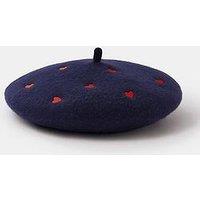 Accessorize Heart Embroidered Wool Beret - Blue