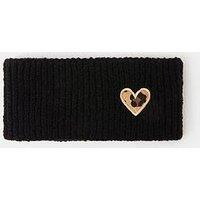 Accessorize Leopard Heart Knit Bando Headband - Black