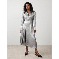 Mint Velvet Metallic Shirt Dress - Silver