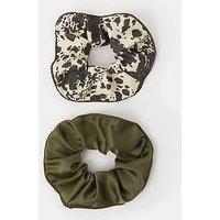 Accessorize 2 Pack Mix Cow Print Hair Scrunchies - Multi