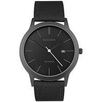 Sekonda Mens Bergen Black Leather Strap With Black Dial Analogue Watch