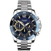 Sekonda Mens Solo Silver Stainless Steel Bracelet With Blue Dial Chronograph Watch