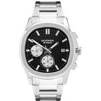 Sekonda Mens Octaire Silver Stainless Steel Bracelet With Black Dial Chronograph Watch