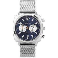 Sekonda Mens Airborne Silver Stainless Steel Bracelet With Blue Dial Chronograph Watch