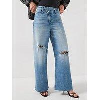 Allsaints Aki Crossover Jeans - Mid Indigo