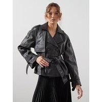 Allsaints Reed Leather Jacket In Black