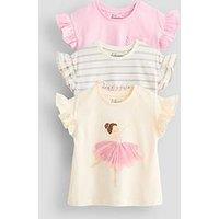 The Very Collection Girls 3 Pack Dance T-Shirts With 3D Detail - Multi