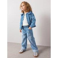 The Very Collection Girls Embroidered Denim Set - Mid Wash
