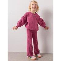 The Very Collection Girls Rib Bow Trim Sweat Set - Purple