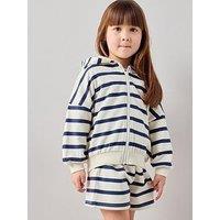 The Very Collection Girls Cotton Rich Zip Up Sweat Hoody Co-Ord - Stripe