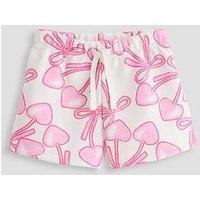 The Very Collection Girls Co-Ord Printed Sweat Shorts - Cream/Pink