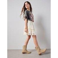 The Very Collection Girls Lace Tiered Skirt - Cream