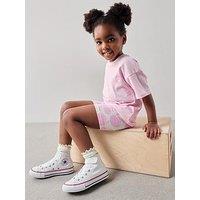 The Very Collection Girls Oversized T-Shirt And Ribbed Cycle Short Set - Pink