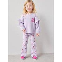 The Very Collection Girls Ribbed Long Sleeve Top And Legging Set - Purple