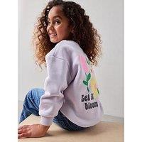The Very Collection Girls Floral Back Print Sweatshirt - Purple