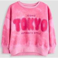 The Very Collection Girls Tie Dye Slogan Sweatshirt - Pink