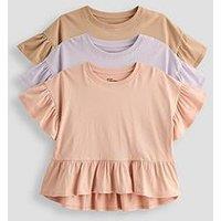 The Very Collection Girls 3 Pack Oversized Peplum Short Sleeve Tops - Multi