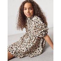 The Very Collection Girls Denim Leopard Shirt Dress - Print