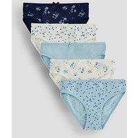 The Very Collection Girls Floral Print Brief 5Pk - Blue