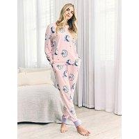 Chelsea Peers Astral Hearts Print Long Pyjama Set - Pink