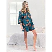 Chelsea Peers Tiger Print Short Pyjama Set - Teal