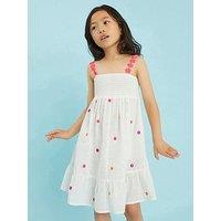 Accessorize Girls Embroidery Flower Dress - White