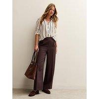 New Look Pull On Wide Leg Trousers - Brown