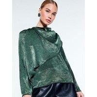 River Island Cowl Neck Studded Blouse - Green