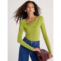 River Island Long Sleeve Hotfix Ruched Sleeve Body - Green