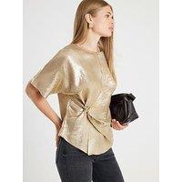 River Island Knot Front Tshirt - Gold