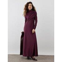 River Island Ri Studio Ruch Detail Long Sleeve Maxi - Purple