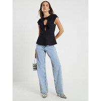 River Island Short Big Bow Top - Black