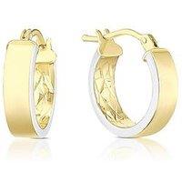 H. Samuel 9Ct Gold & Rhod Diacut Flat Hoop Earrings